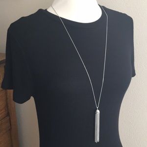 Ann Taylor long silver drop necklace.